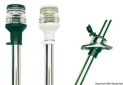 Asta inox telescopica + fanale plastica bianca
