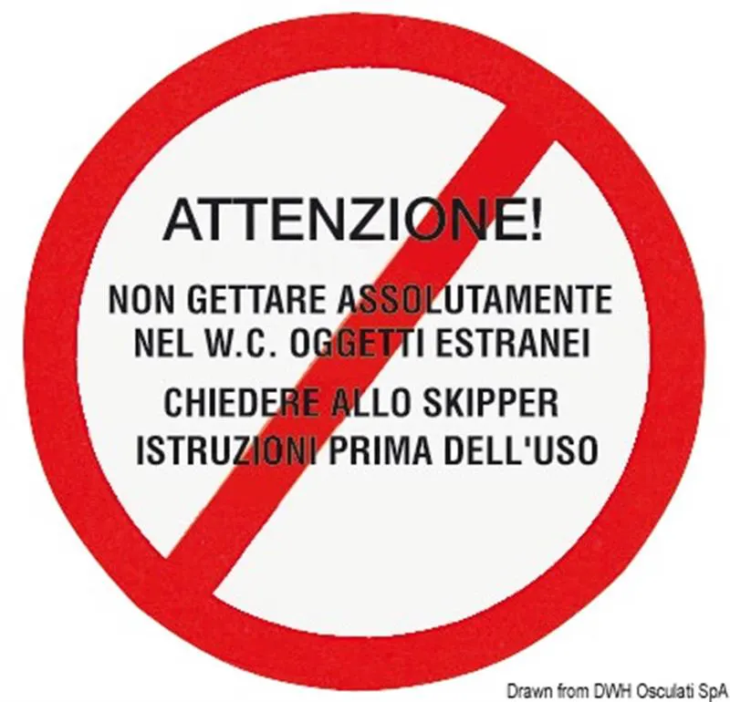 Adesivo avvertenze w.c.