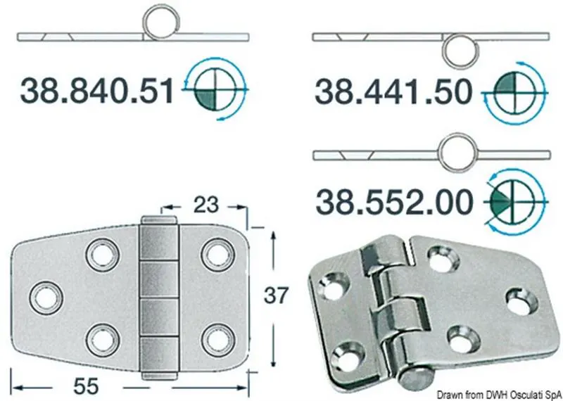 Cerniera nodo rovesciato 55x37 mm