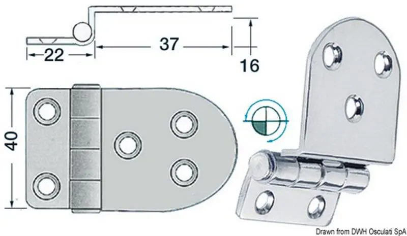 Cerniera a sbalzo 2 mm