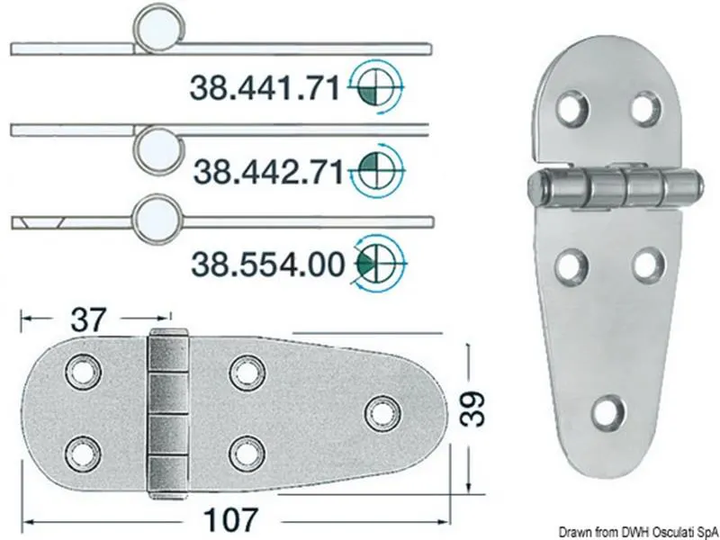 Cerniera inox 107x39 mm