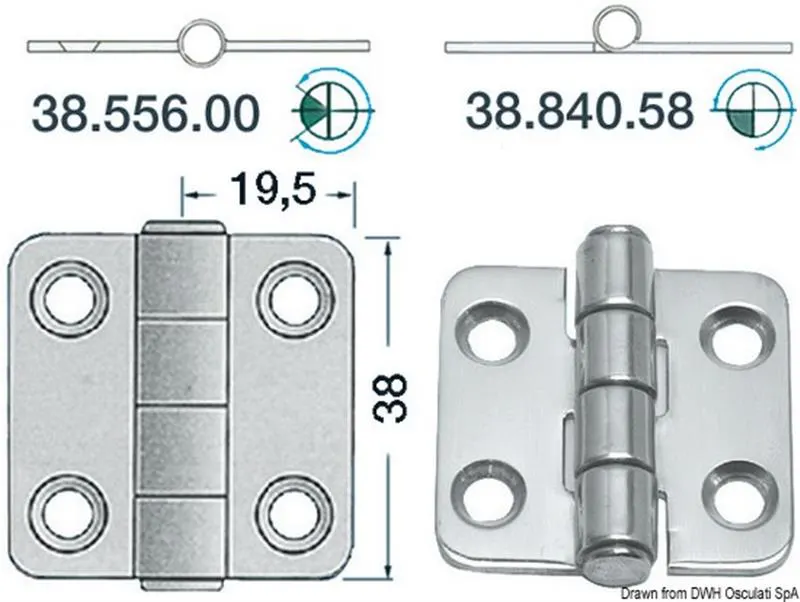 Cerniera inox 38x39 mm