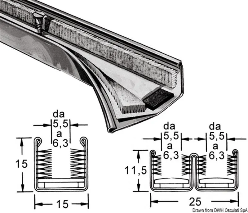 Canalina inox semplice 15 x 16 mm