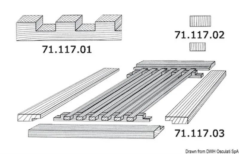 Listello rettangolare teak T039