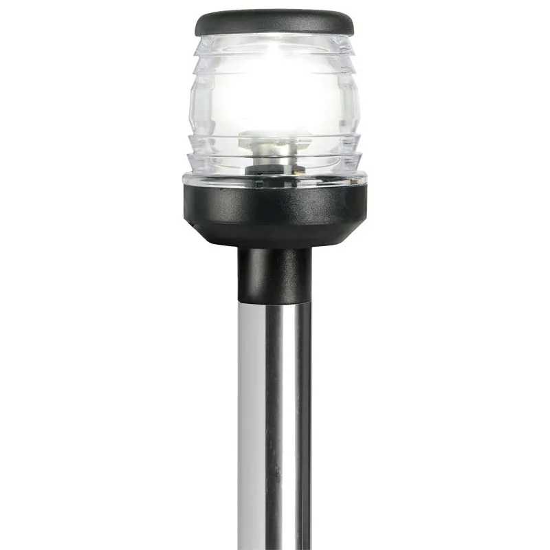 Asta 100 cm inox con fanale plastica nera