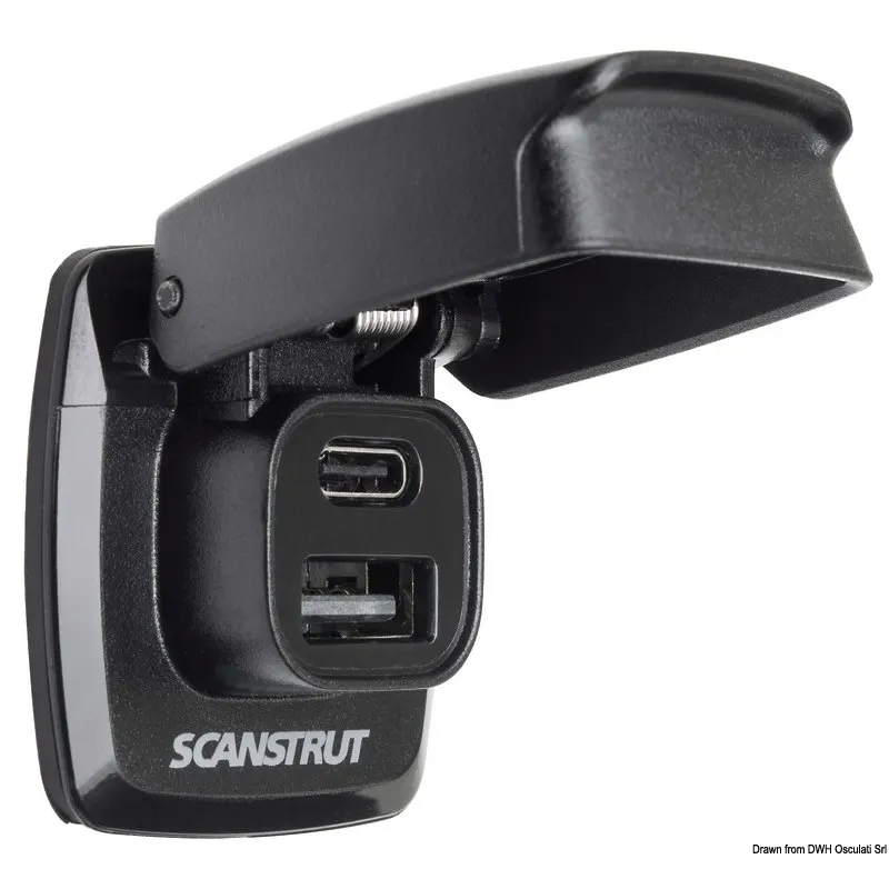 Presa USB-A e USB-C stagne SCANSTRUT Flip Pro