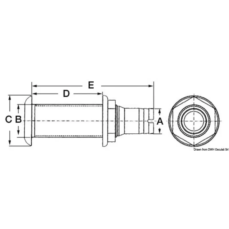 Scarico tappo inox 1" 3/8 x 19/20 mm