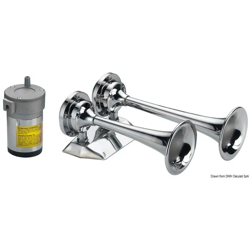 Tromba cromata 2 corni 24 V