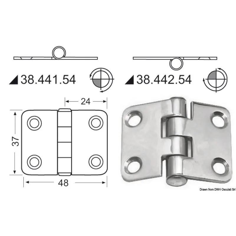 Cerniera nodo sporgente 48x37 mm
