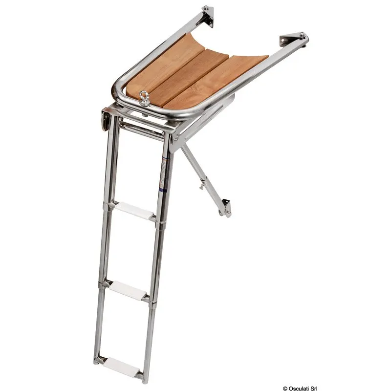 Delfiniera inox/teak con scaletta 3 gradini