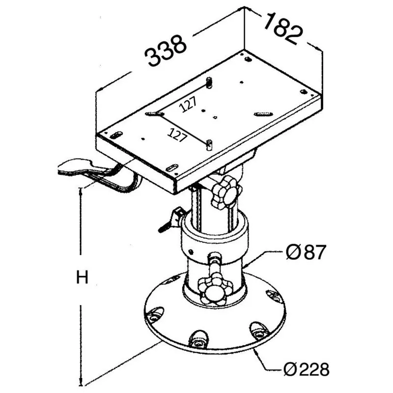 Supporto sedile girevole 457 mm con slitta