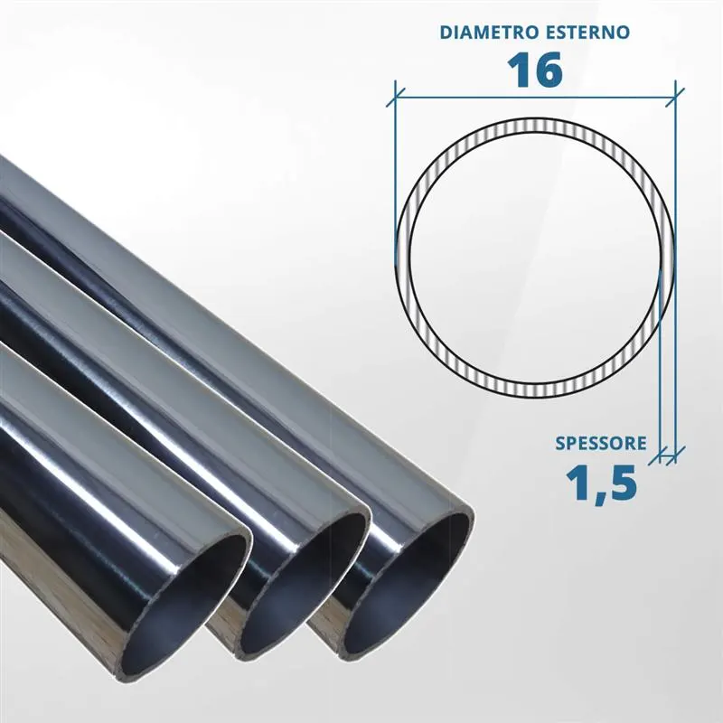 Tubo diametro 16 spessore 1,5 mm (lucido) - AISI 316L